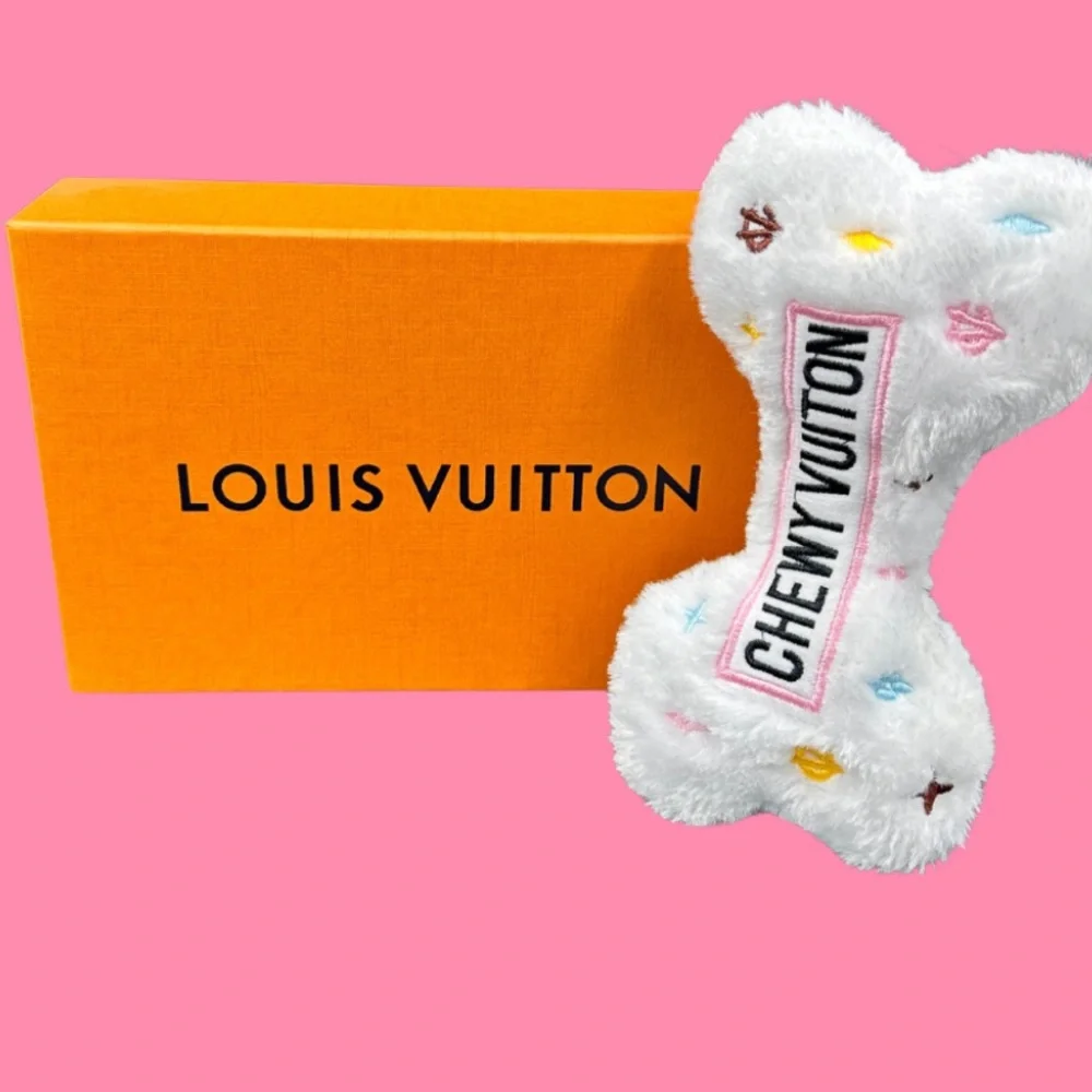 NEW Luxury Chewy Vuiton Dog Toy Bone